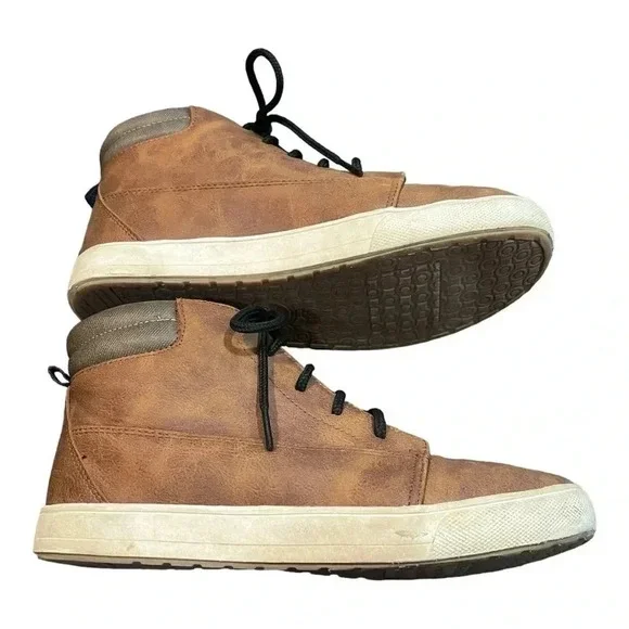 Boys size 5 Wonder Nation lightweight brown high tops GUC - Picture 5 of 14